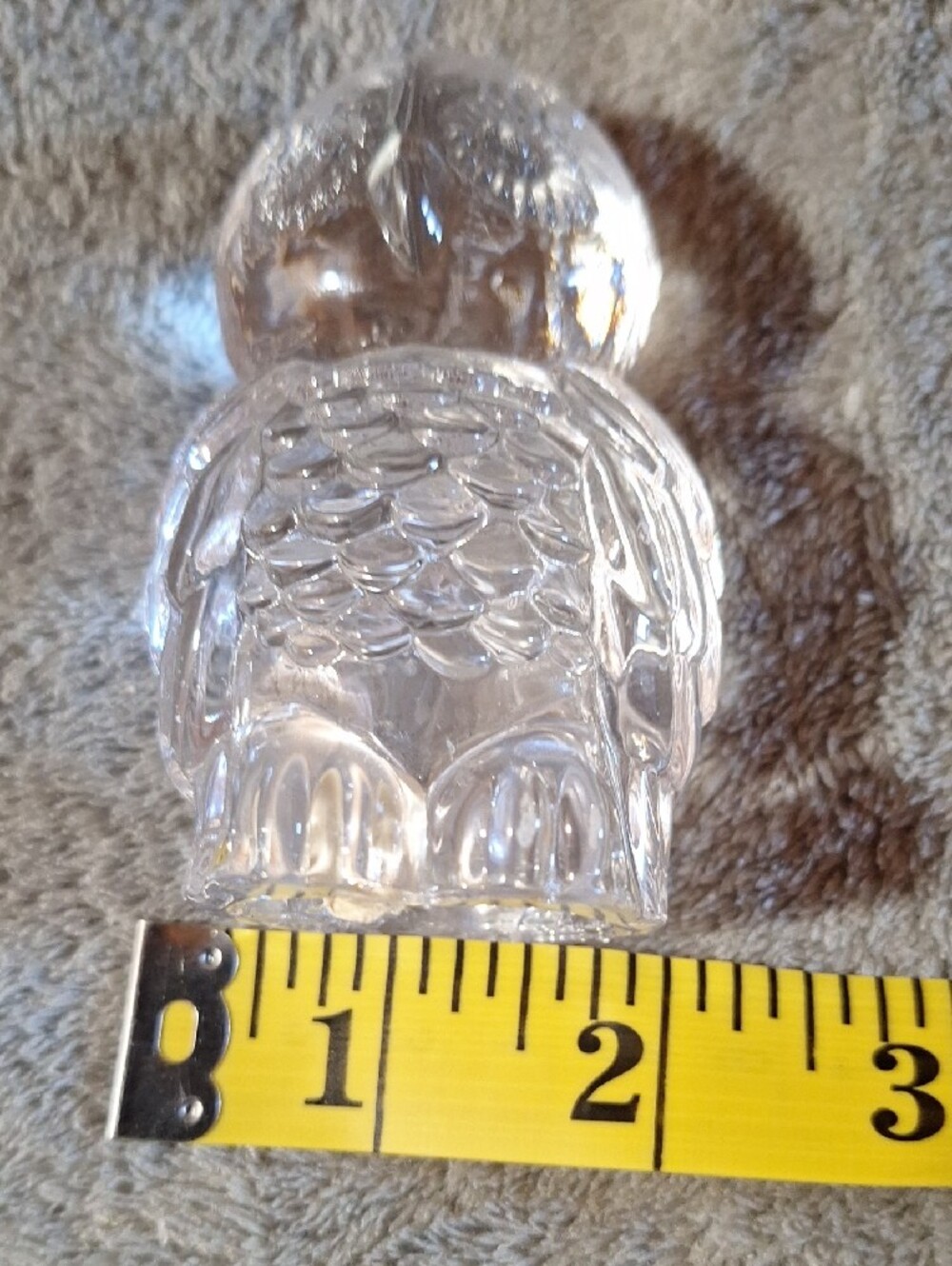 Vintage Crystal Owl Figurine - Clear Glass Home Accent
